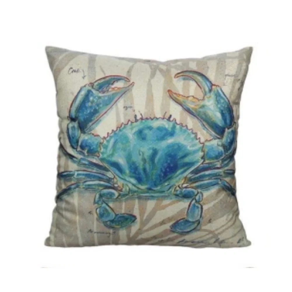Luxury Home | Set of 4 Nautical Blue Coastal Sea Creature Throw Pillow Covers